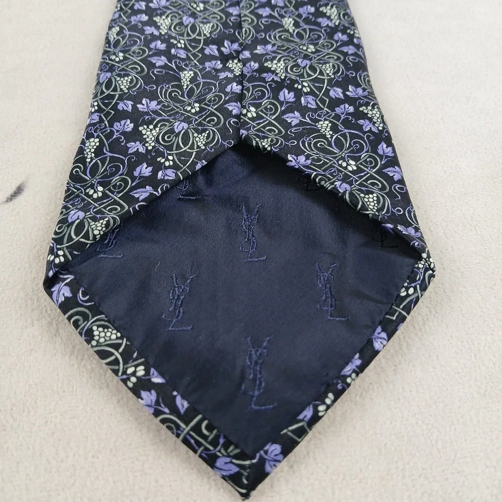 Yves‎ Saint Laurent YSL 3.75x58 Mens Tie Silk Geometric Floral Woven